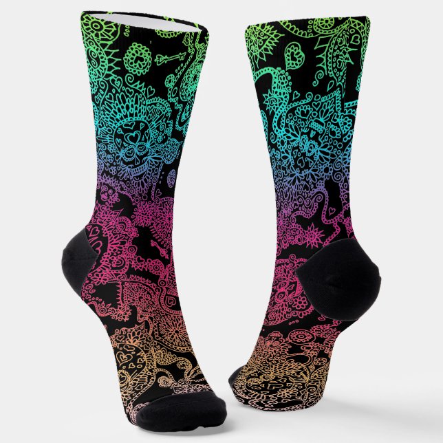 Day Of The Dead Skull Patterned Socks (Angled)