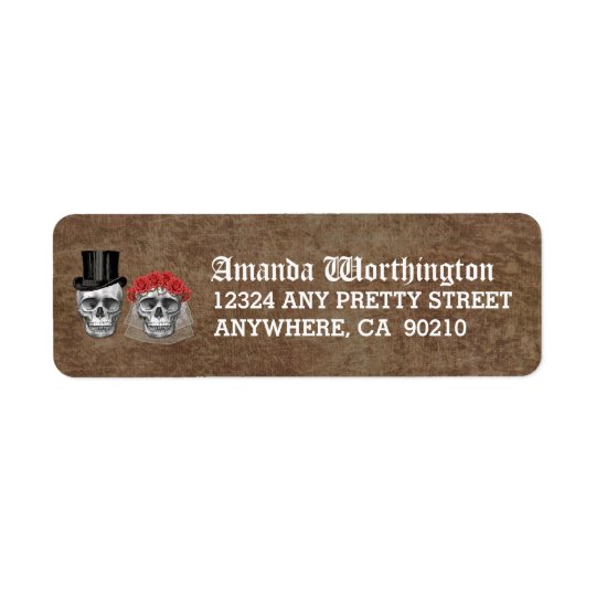 Day of the Dead Skull Wedding Return Address Return Address Label