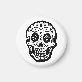 Day Of The Dead Skull-White Magnet