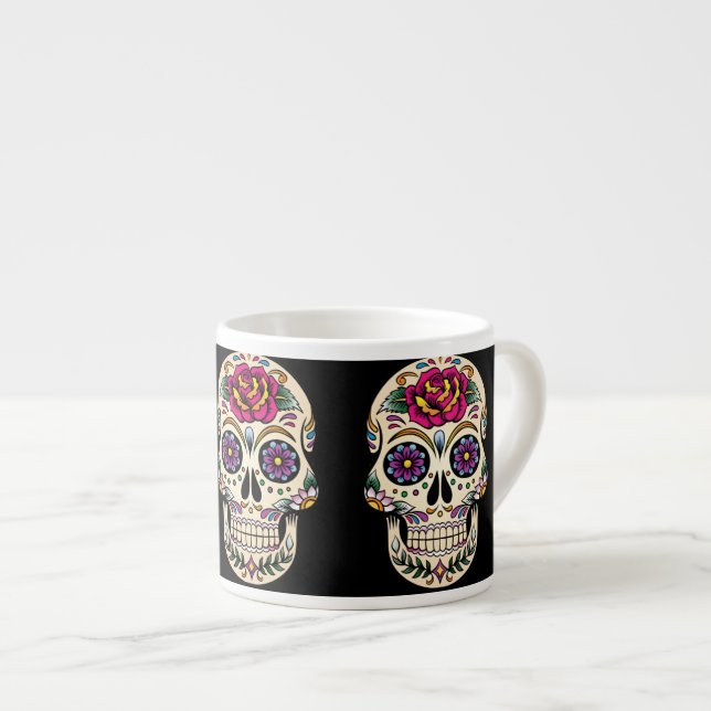 Day of the Dead Skull with Rose Espresso Cup (Front Right)