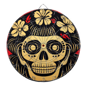 Day of the Dead Skull Woodcut (1) Dartboard