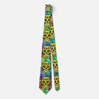 Day of the Dead Skull -Yellow Sugar Skull  Tie