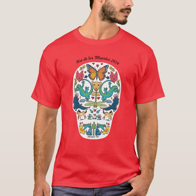 Day of the Dead Spirit Animal Sugar Skull T-Shirt (Front)
