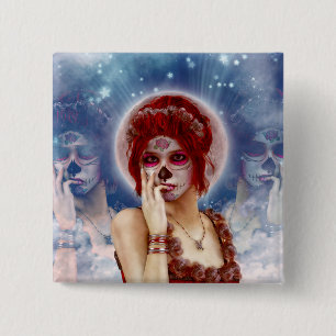 Day Of The Dead sugar doll 15 Cm Square Badge
