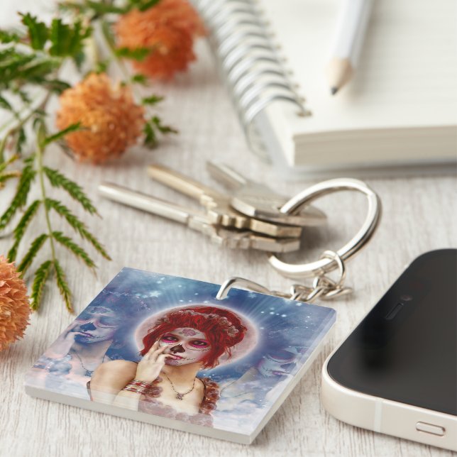 Day Of The Dead sugar doll Key Ring (Front Right)