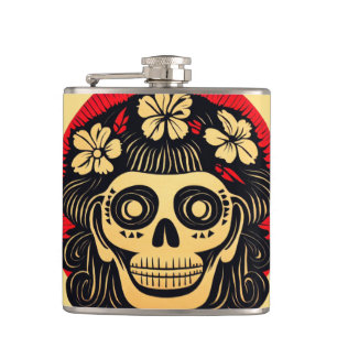 Day of the Dead Sugar Skull 1 Hip Flask