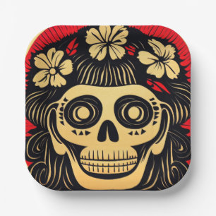 Day of the Dead Sugar Skull 1 Paper Plate