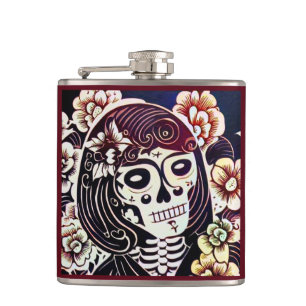 Day of the Dead Sugar Skull 2 Hip Flask