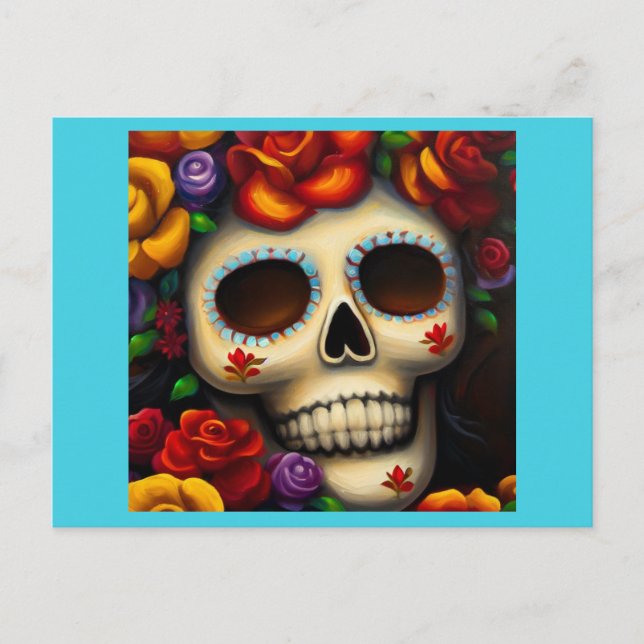 Day of the Dead Sugar Skull 2 Holiday Postcard (Front)