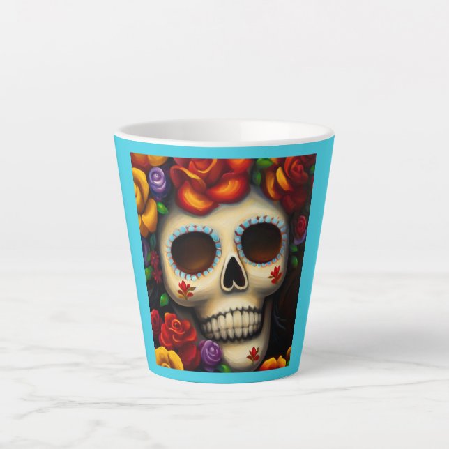 Day of the Dead Sugar Skull 2 Latte Mug (Front)