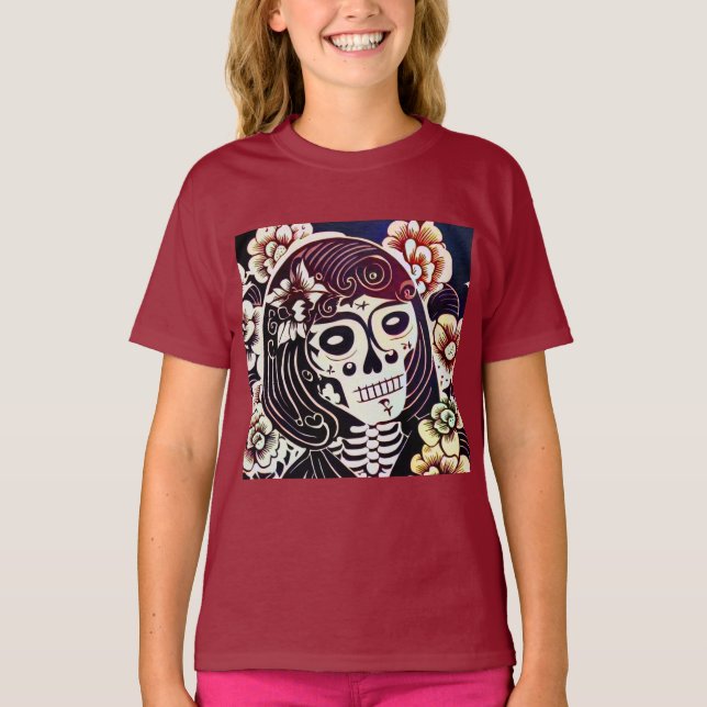 Day of the Dead Sugar Skull 2 T-Shirt (Front)