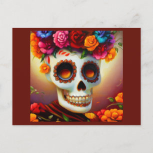 Day of the Dead Sugar Skull 4 Holiday Postcard