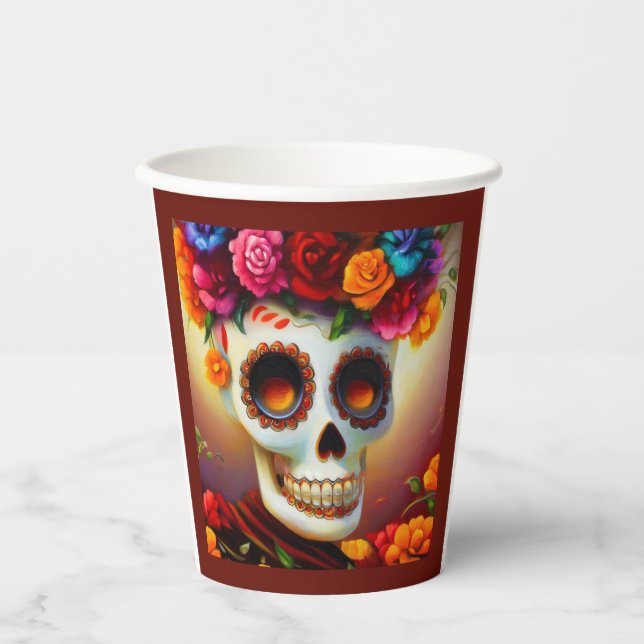 Day of the Dead Sugar Skull 4 Paper Cups (Front)