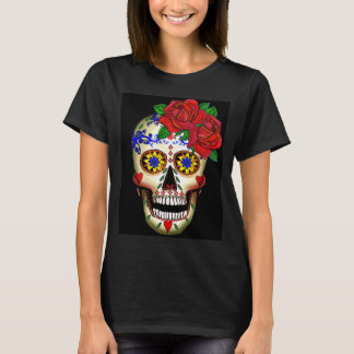DAY OF THE DEAD SUGAR SKULL AND ROSES T-SHIRT