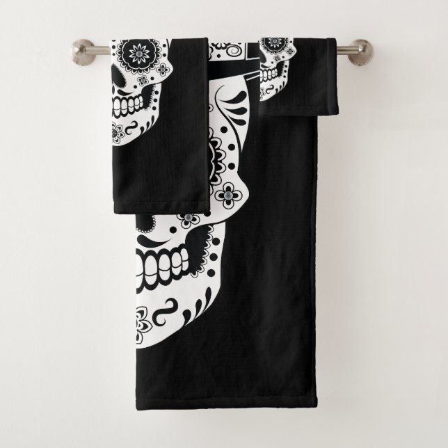 Day of the Dead Sugar Skull Bath Towel Set (Insitu)