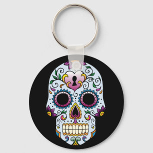 Day of the Dead Sugar Skull Blue Keychain