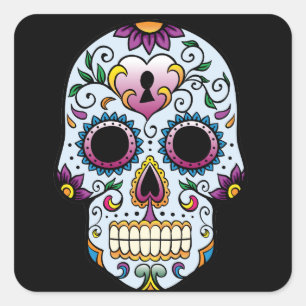 Day of the Dead Sugar Skull Blue Sticker