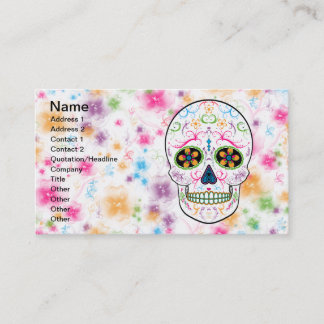 Day of the Dead Sugar Skull - Bright Multi Colour Business Card