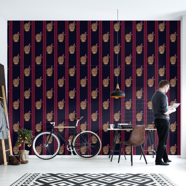 Day of the Dead Sugar Skull (Cedar Shake) Wallpaper (Living Room)