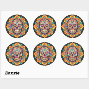 Day of the Dead Sugar Skull Classic Round Sticker