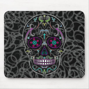 Day of the Dead Sugar Skull - Colourfully Black Mouse Mat