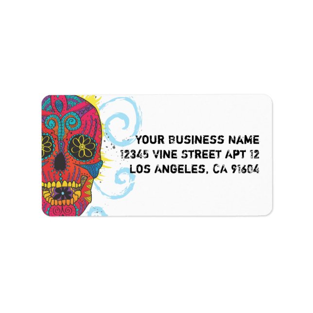 Day of The Dead Sugar Skull Comic Tattoo Design Label (Front)