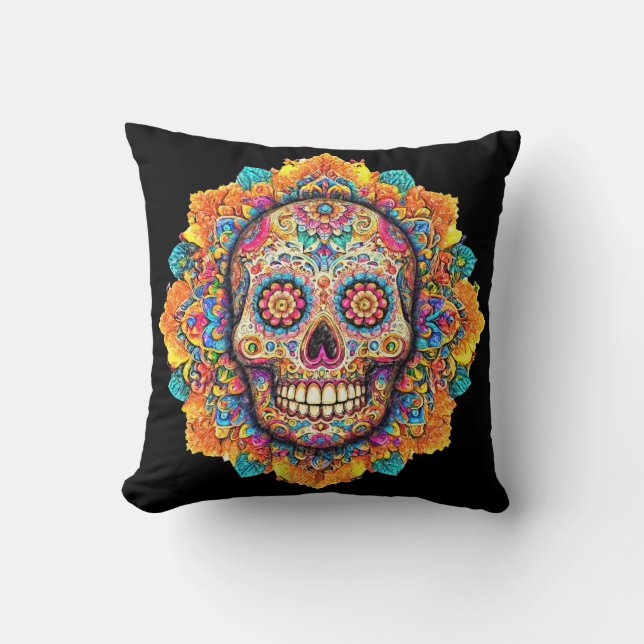 Day of the Dead Sugar Skull Cushion (Front)