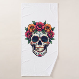 Day of the Dead Sugar Skull � Dia de los Muertos S Bath Towel