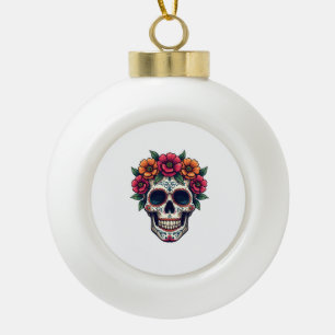 Day of the Dead Sugar Skull � Dia de los Muertos S Ceramic Ball Christmas Ornament