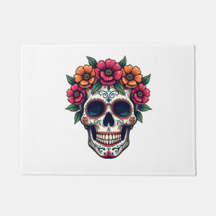 Day of the Dead Sugar Skull – Dia de los Muertos S Doormat