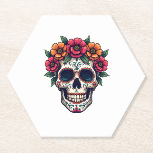 Day of the Dead Sugar Skull � Dia de los Muertos S Paper Coaster