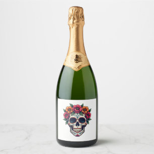 Day of the Dead Sugar Skull – Dia de los Muertos S Sparkling Wine Label