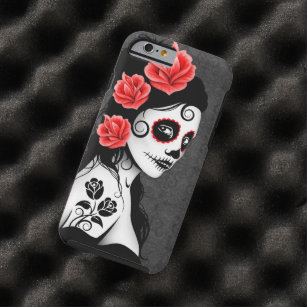 Day of the Dead Sugar Skull Girl – Grey Tough iPhone 6 Case
