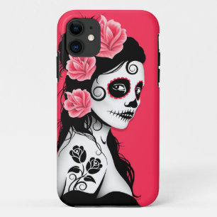 Day of the Dead Sugar Skull Girl - pink iPhone 11 Case