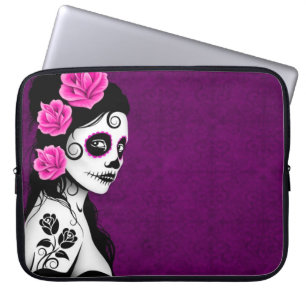 Day of the Dead Sugar Skull Girl - purple Laptop Sleeve