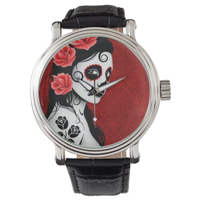 Day of the Dead Sugar Skull Girl - red Watch (Front)