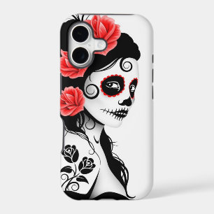 Day of the Dead Sugar Skull Girl - white