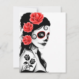 Day of the Dead Sugar Skull Girl - white