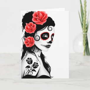 Day of the Dead Sugar Skull Girl - white Card