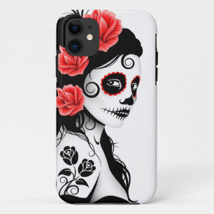 Day of the Dead Sugar Skull Girl - white iPhone 11 Case
