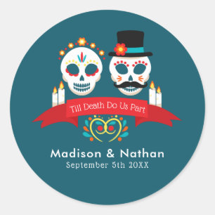 Day of the Dead Sugar Skull Gothic Wedding Classic Round Sticker