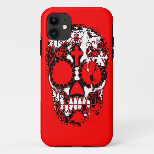 Day of the Dead Sugar Skull Grunge Design Case-Mate iPhone Case (Back)