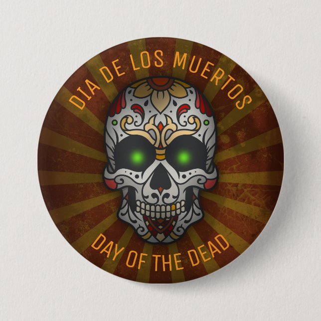 Day of the Dead Sugar Skull | Halloween Custom 7.5 Cm Round Badge (Front)