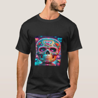 Day Of The Dead Sugar Skull Halloween Valentines H T-Shirt