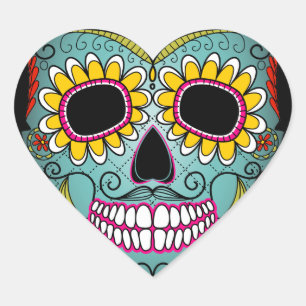 Day of the Dead Sugar Skull Heart Sticker