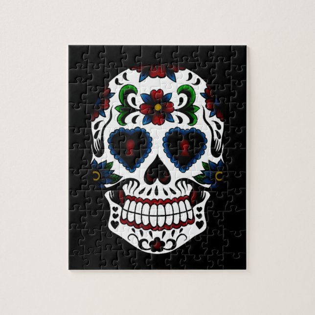 Day of the Dead Sugar Skull in Blue Jigsaw Puzzle (Vertical)