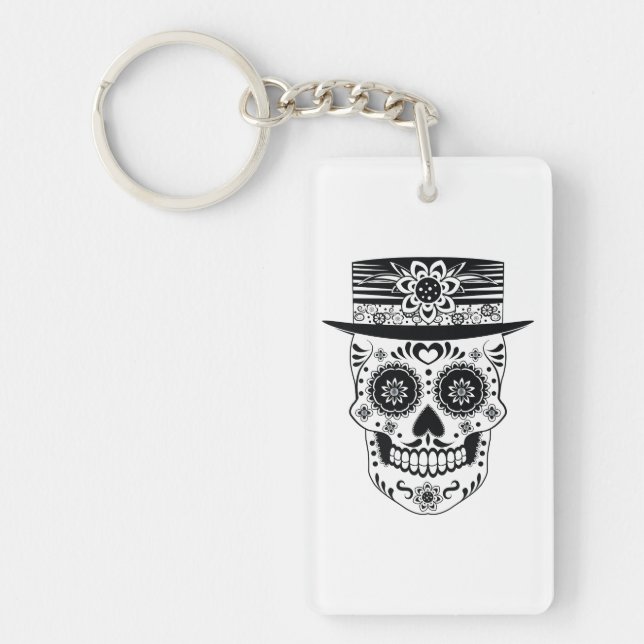 Day of the Dead Sugar Skull Key Ring (Front)