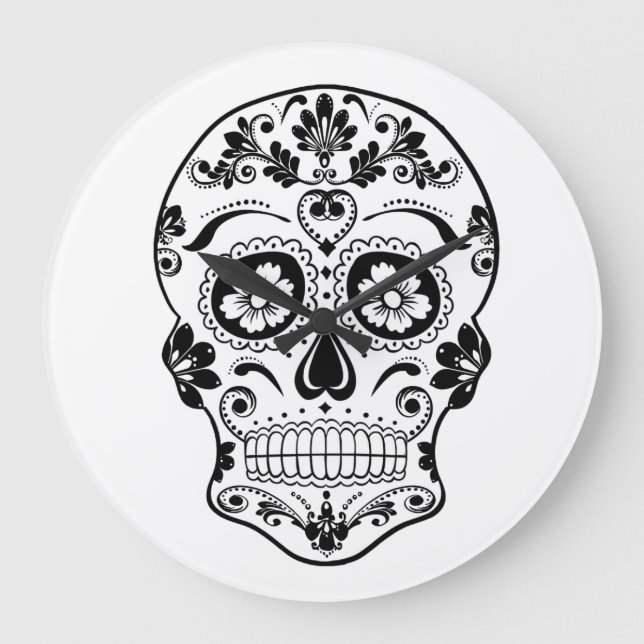 DAY OF THE DEAD SUGAR SKULL LARGE CLOCK (Front)