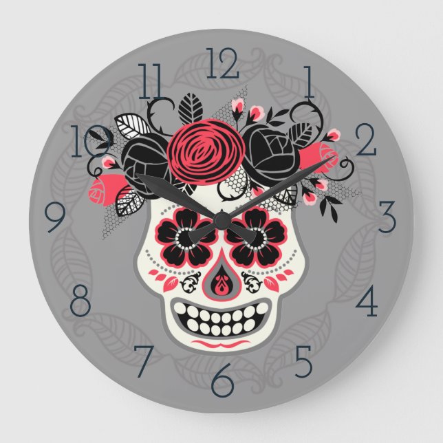 Day of the Dead Sugar Skull Large Clock (Front)