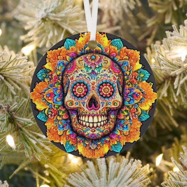 Day of the Dead Sugar Skull Metal Tree Decoration (Insitu)